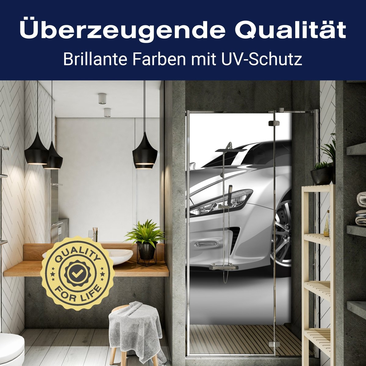 Duschwand Silberner Sportwagen M0372 entdecken - Bild 2 Duschwand Silberner Sportwagen M0372 entdecken - Bild 2