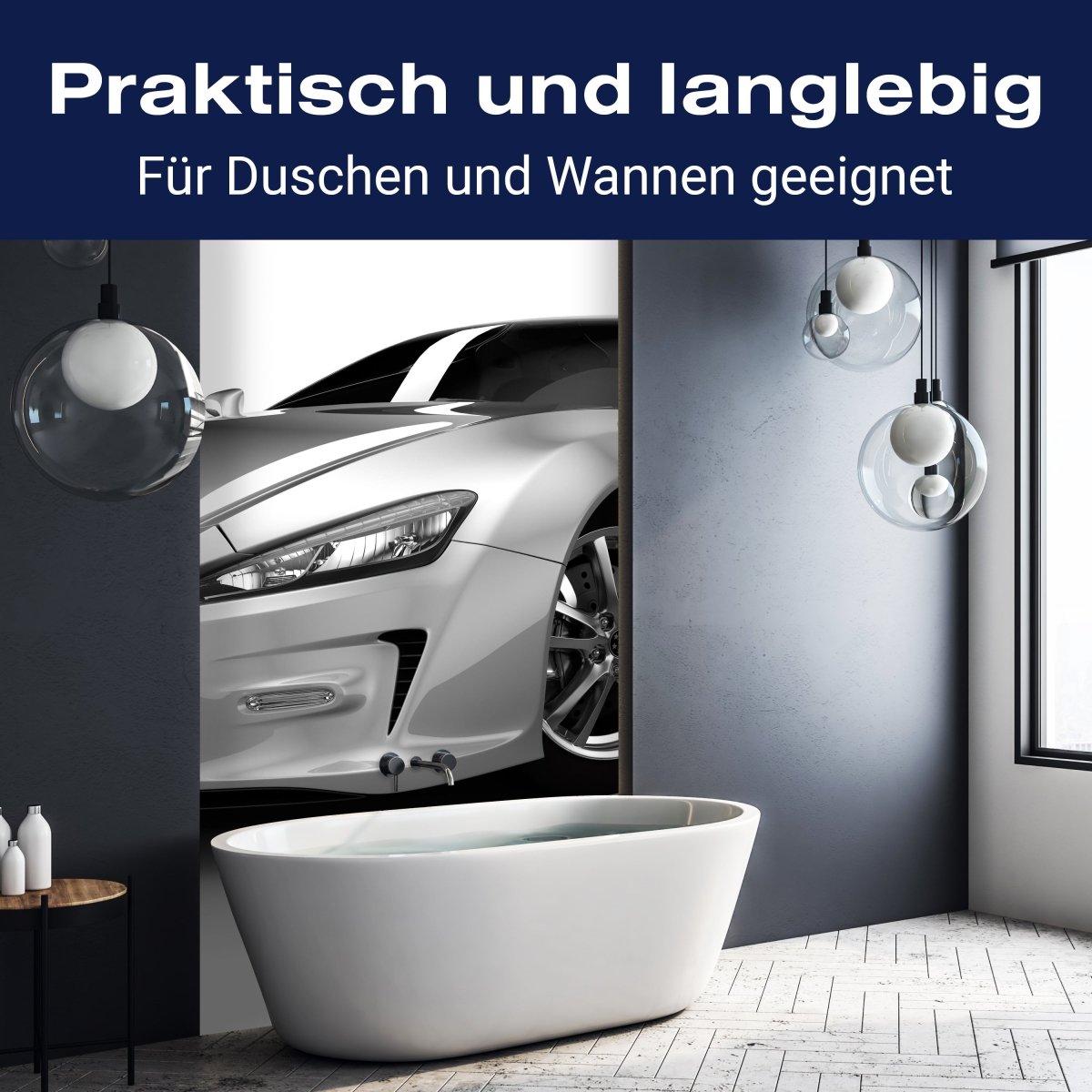 Duschwand Silberner Sportwagen M0372 entdecken - Bild 3 Duschwand Silberner Sportwagen M0372 entdecken - Bild 3