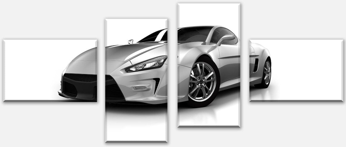 Leinwandbild Mehrteiler Silberner Sportwagen M0372 Leinwandbild Mehrteiler Silberner Sportwagen M0372