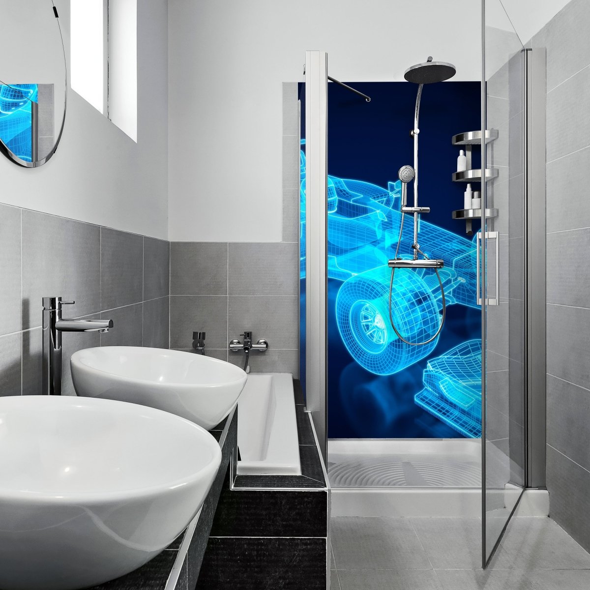 Duschwand Rennwagen Gitternetz M0377 entdecken - Bild 1 Duschwand Rennwagen Gitternetz M0377 entdecken - Bild 1