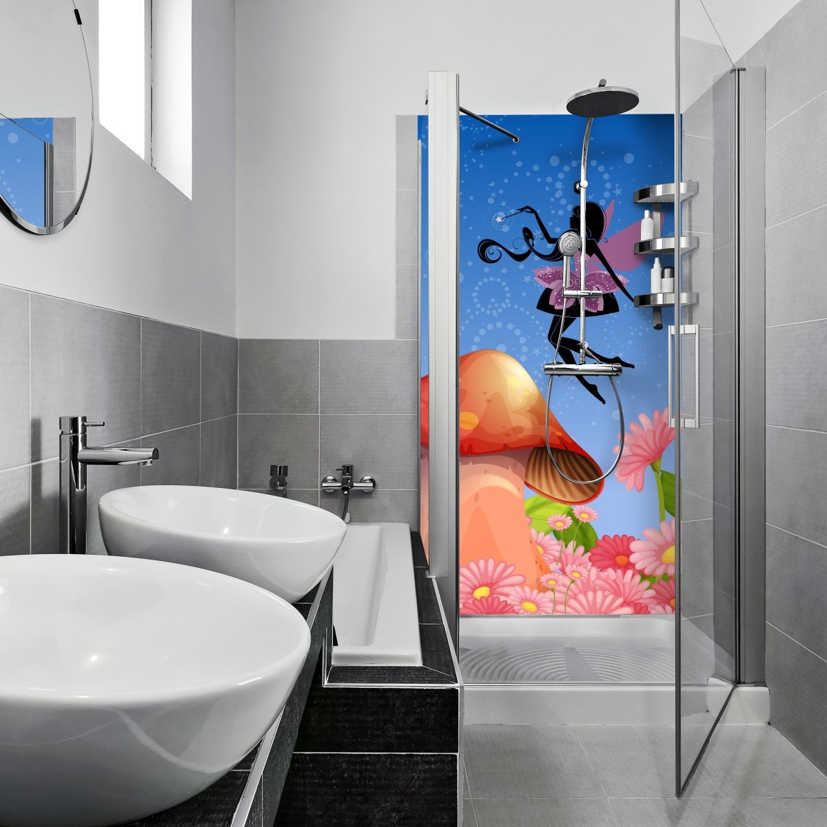 Duschwand Fee im Blumenfeld M0392 entdecken - Bild 1 Duschwand Fee im Blumenfeld M0392 entdecken - Bild 1