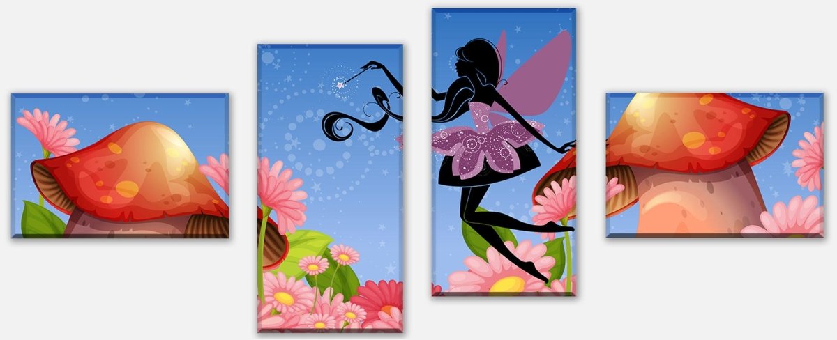 Leinwandbild Mehrteiler Fee im Blumenfeld M0392 Leinwandbild Mehrteiler Fee im Blumenfeld M0392