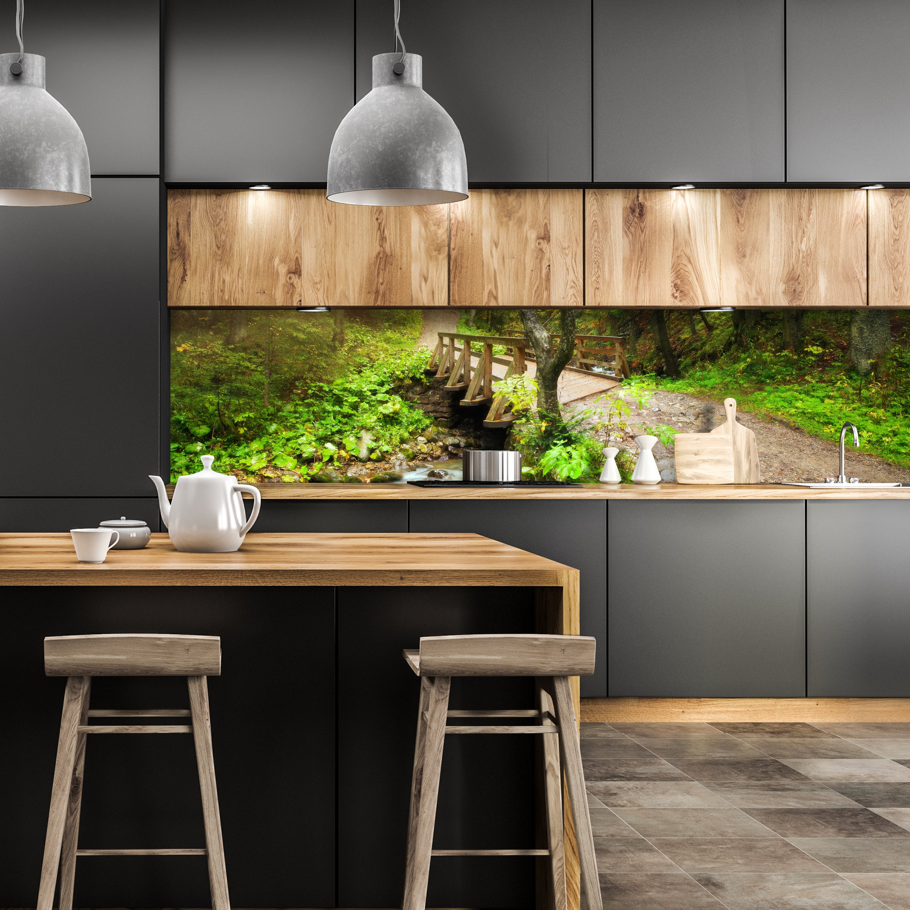 Küchenrückwand Waldweg mit Bach M0397 entdecken - Bild 1 Küchenrückwand Waldweg mit Bach M0397 entdecken - Bild 1