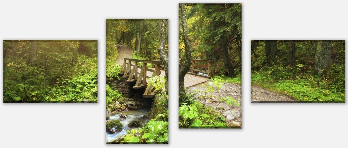 Leinwandbild Mehrteiler Waldweg mit Bach M0397 Leinwandbild Mehrteiler Waldweg mit Bach M0397