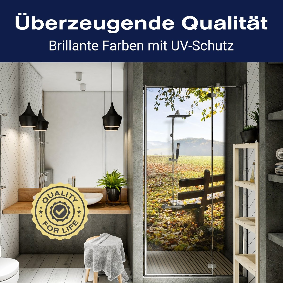 Duschwand Parkbank im Herbst M0415 entdecken - Bild 2 Duschwand Parkbank im Herbst M0415 entdecken - Bild 2