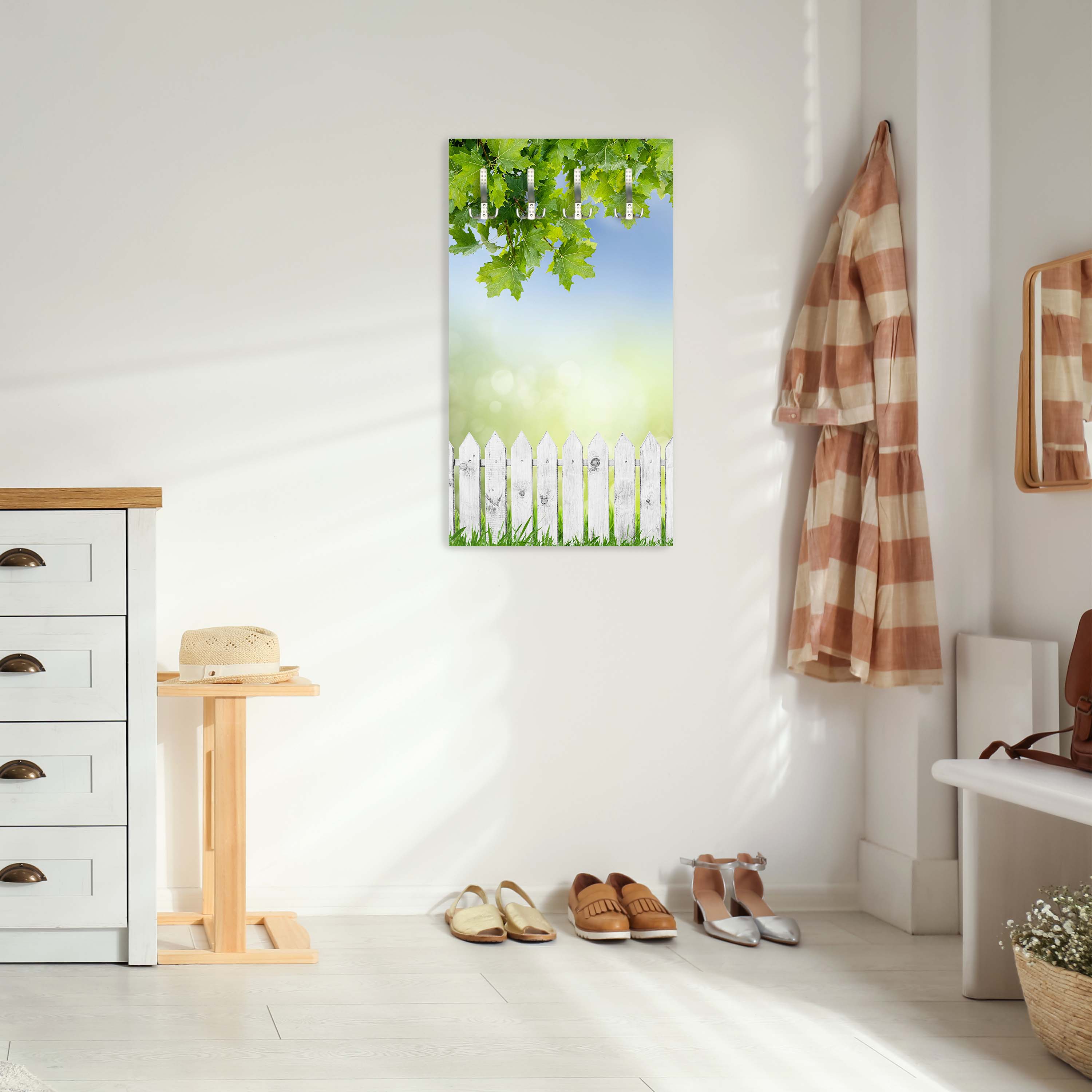 Garderobe Weißer Zaun mit Ahornzweigen M0419 entdecken - Bild 6 Garderobe Weißer Zaun mit Ahornzweigen M0419 entdecken - Bild 6