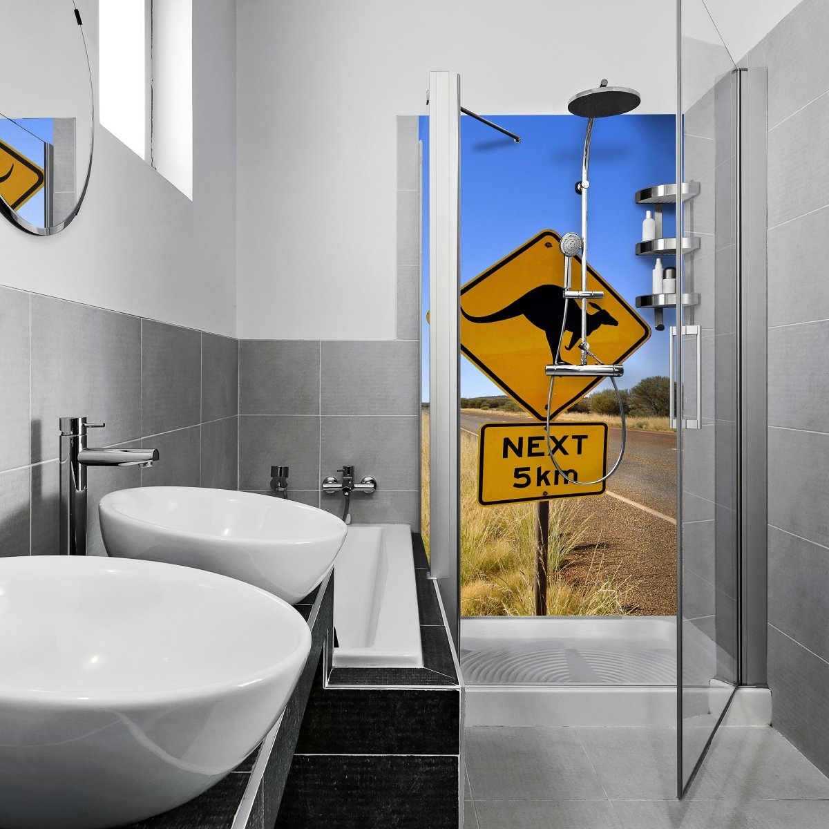 Duschwand Känguruschild M0421 entdecken - Bild 1 Duschwand Känguruschild M0421 entdecken - Bild 1