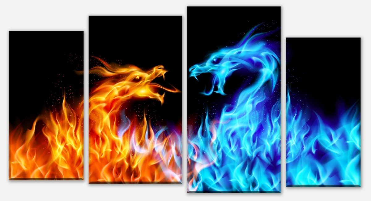 Leinwandbild Mehrteiler Feuerdrachen M0440 Leinwandbild Mehrteiler Feuerdrachen M0440