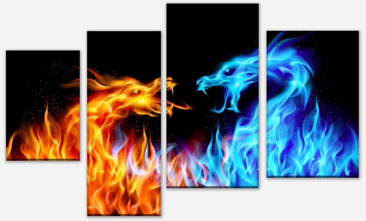 Leinwandbild Mehrteiler Feuerdrachen M0440 Leinwandbild Mehrteiler Feuerdrachen M0440