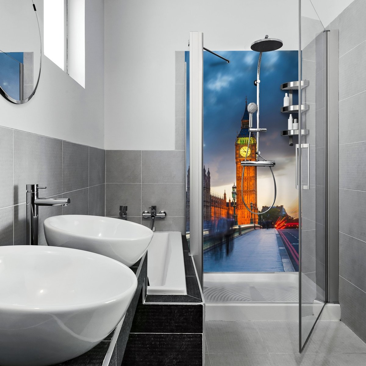 Duschwand Big Ben bei Nacht M0443 entdecken - Bild 1 Duschwand Big Ben bei Nacht M0443 entdecken - Bild 1