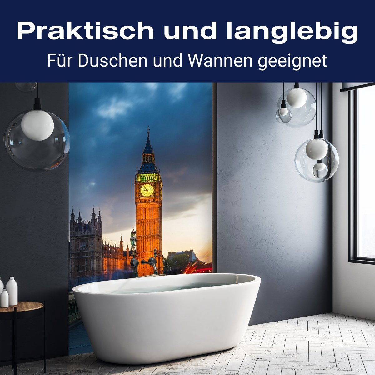 Duschwand Big Ben bei Nacht M0443 entdecken - Bild 3 Duschwand Big Ben bei Nacht M0443 entdecken - Bild 3