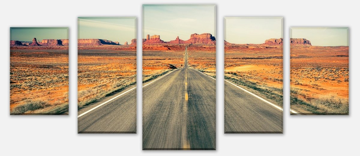 Leinwandbild Mehrteiler Highway Monument Valley M0457 entdecken - Bild 1 Leinwandbild Mehrteiler Highway Monument Valley M0457 entdecken - Bild 1