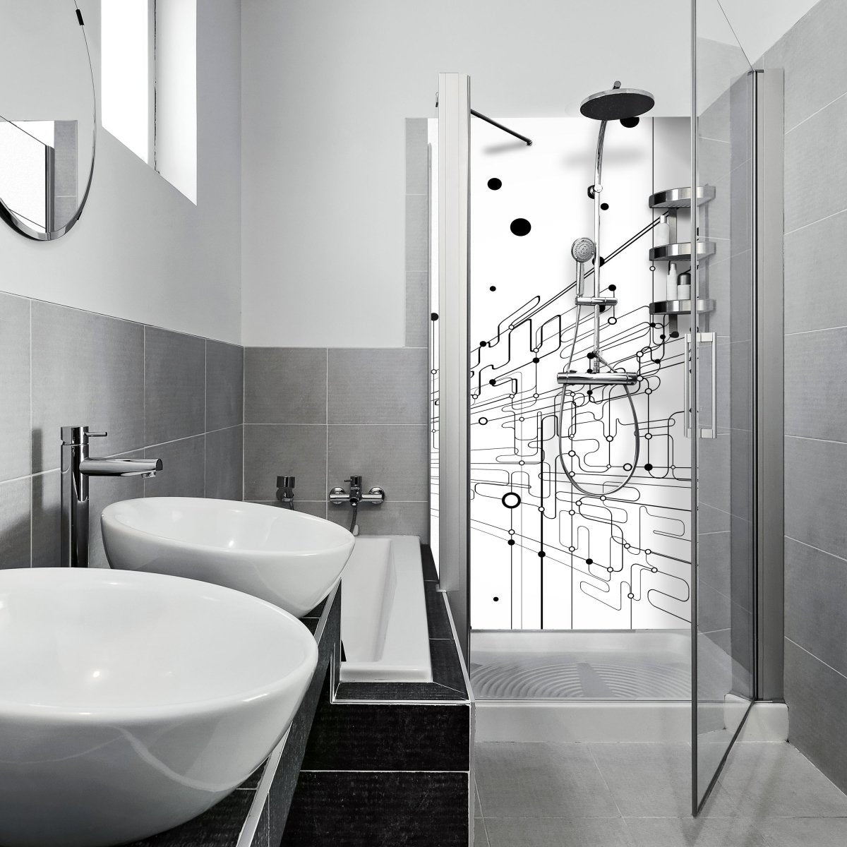 Duschwand Abstrakte Verbindungen M0463 entdecken - Bild 1 Duschwand Abstrakte Verbindungen M0463 entdecken - Bild 1