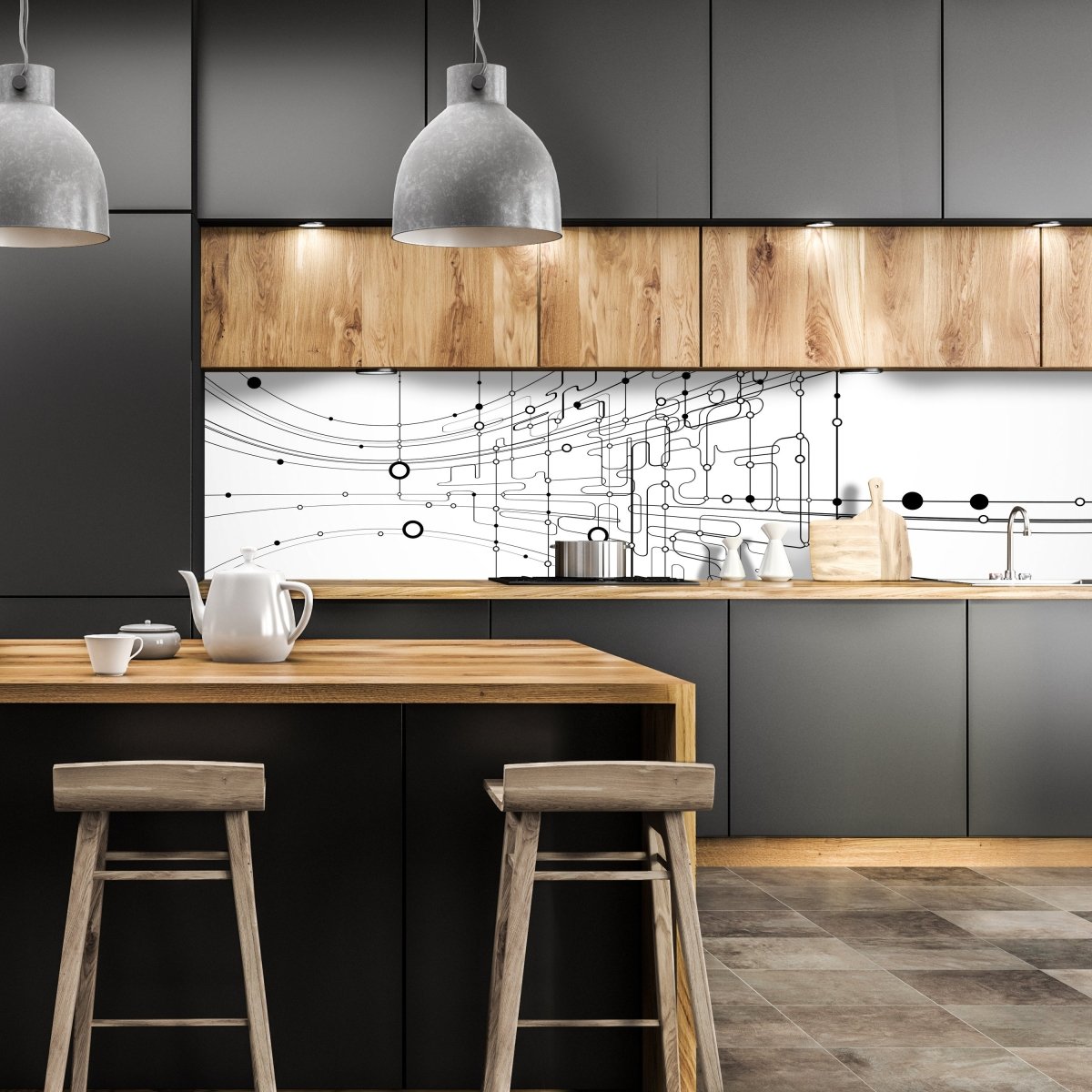 Küchenrückwand Abstrakte Verbindungen M0463 entdecken - Bild 1 Küchenrückwand Abstrakte Verbindungen M0463 entdecken - Bild 1