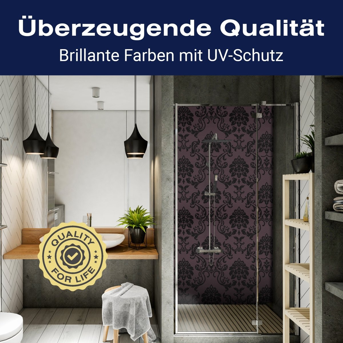 Duschwand Barockmuster Schwarz M0464 entdecken - Bild 2 Duschwand Barockmuster Schwarz M0464 entdecken - Bild 2