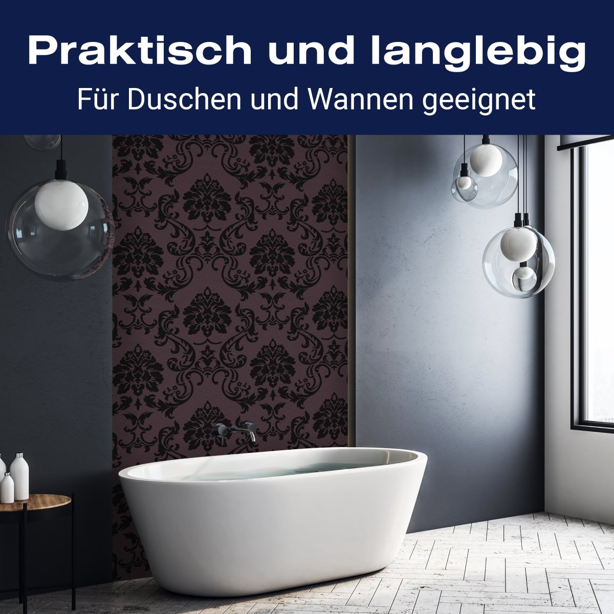 Duschwand Barockmuster Schwarz M0464 entdecken - Bild 3 Duschwand Barockmuster Schwarz M0464 entdecken - Bild 3