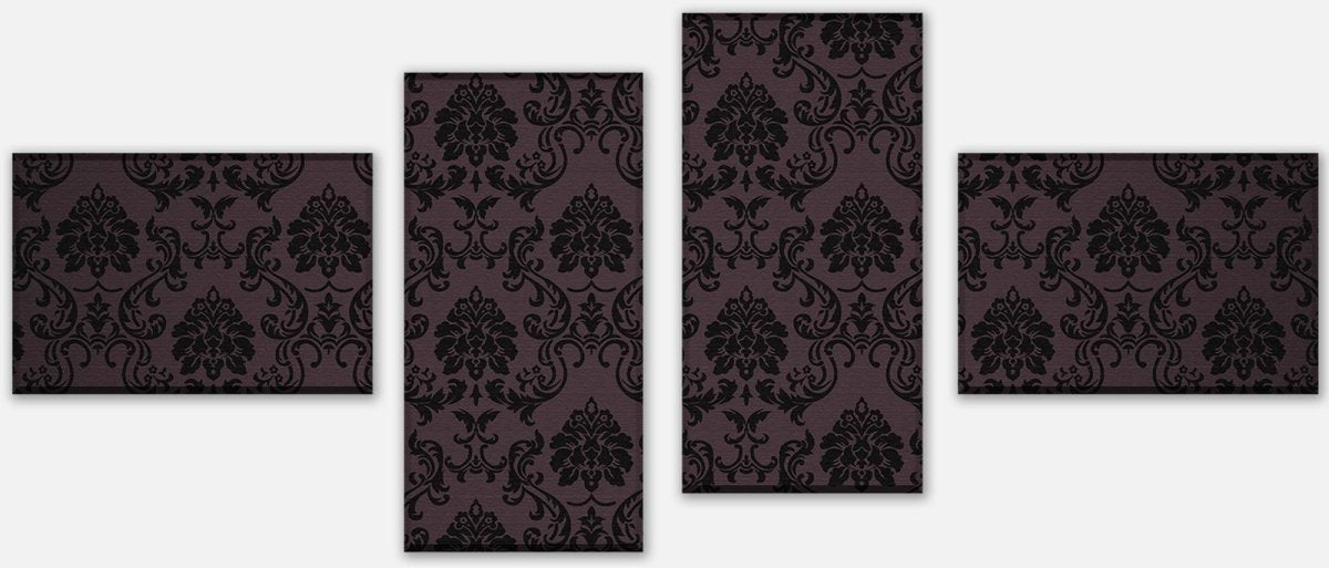 Leinwandbild Mehrteiler Barockmuster Schwarz M0464 Leinwandbild Mehrteiler Barockmuster Schwarz M0464