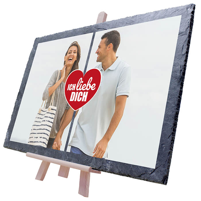 Schiefertafel mit Collage 2 Bilder Herz M0485 - Bild 2 Schiefertafel mit Collage 2 Bilder Herz M0485 - Bild 2