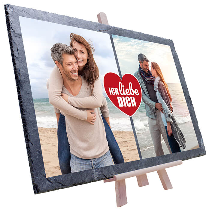 Schiefertafel mit Collage 2 Bilder Herz M0485 - Bild 3 Schiefertafel mit Collage 2 Bilder Herz M0485 - Bild 3