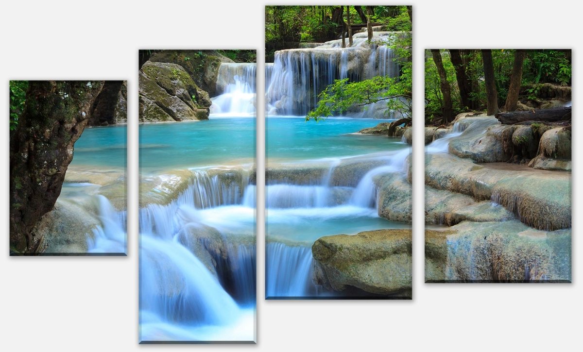Leinwandbild Mehrteiler Wasserfall im Wald M0485 Leinwandbild Mehrteiler Wasserfall im Wald M0485