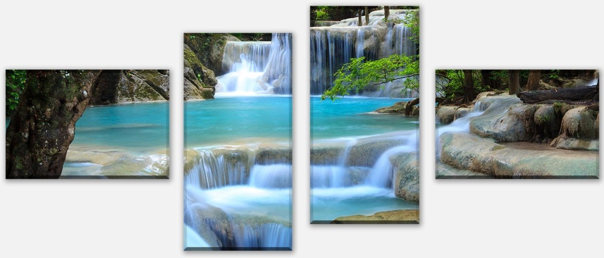 Leinwandbild Mehrteiler Wasserfall im Wald M0485 Leinwandbild Mehrteiler Wasserfall im Wald M0485