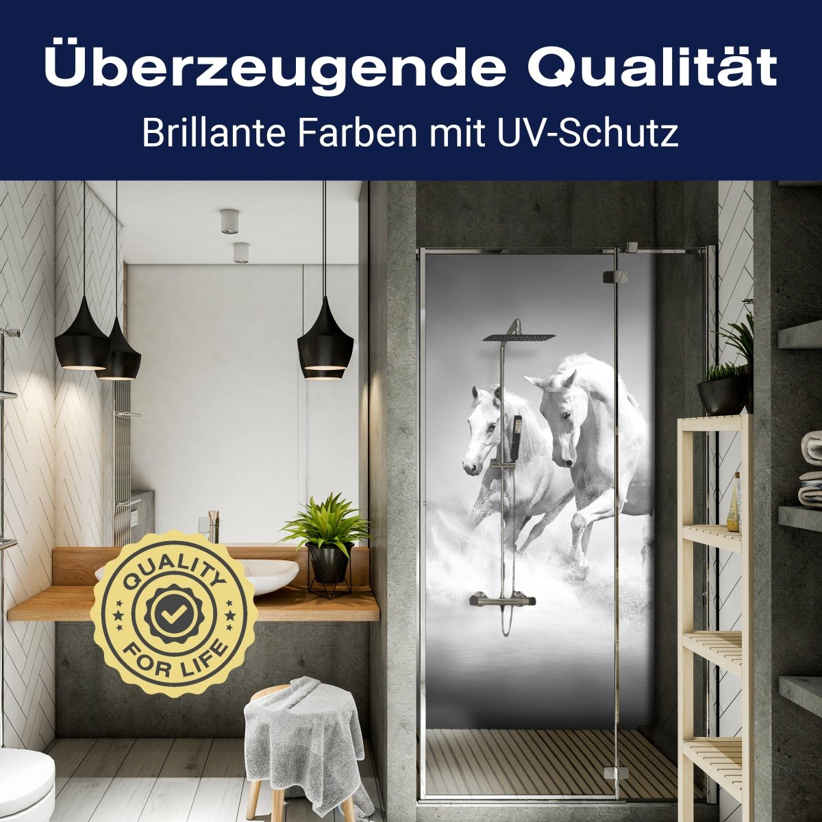 Duschwand weiße Traumpferde M0489 entdecken - Bild 2 Duschwand weiße Traumpferde M0489 entdecken - Bild 2