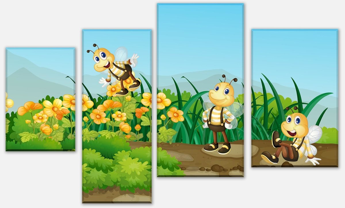 Leinwandbild Mehrteiler Bienen im Garten M0498 Leinwandbild Mehrteiler Bienen im Garten M0498