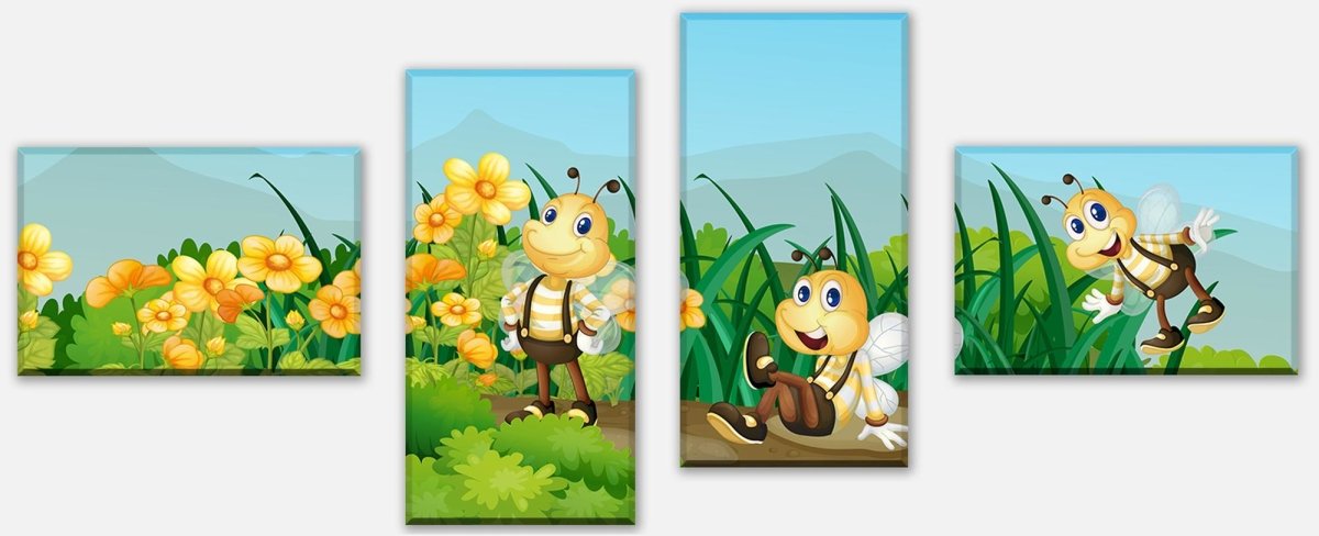 Leinwandbild Mehrteiler Bienen im Garten M0498 Leinwandbild Mehrteiler Bienen im Garten M0498