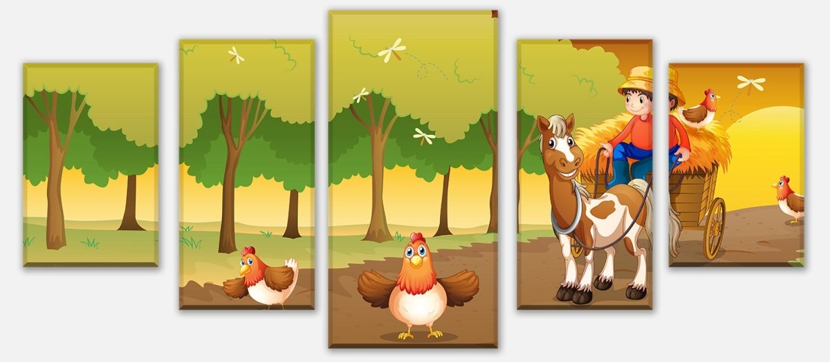 Leinwandbild Mehrteiler Farmer mit Pferdekutsche M0499 entdecken - Bild 1 Leinwandbild Mehrteiler Farmer mit Pferdekutsche M0499 entdecken - Bild 1