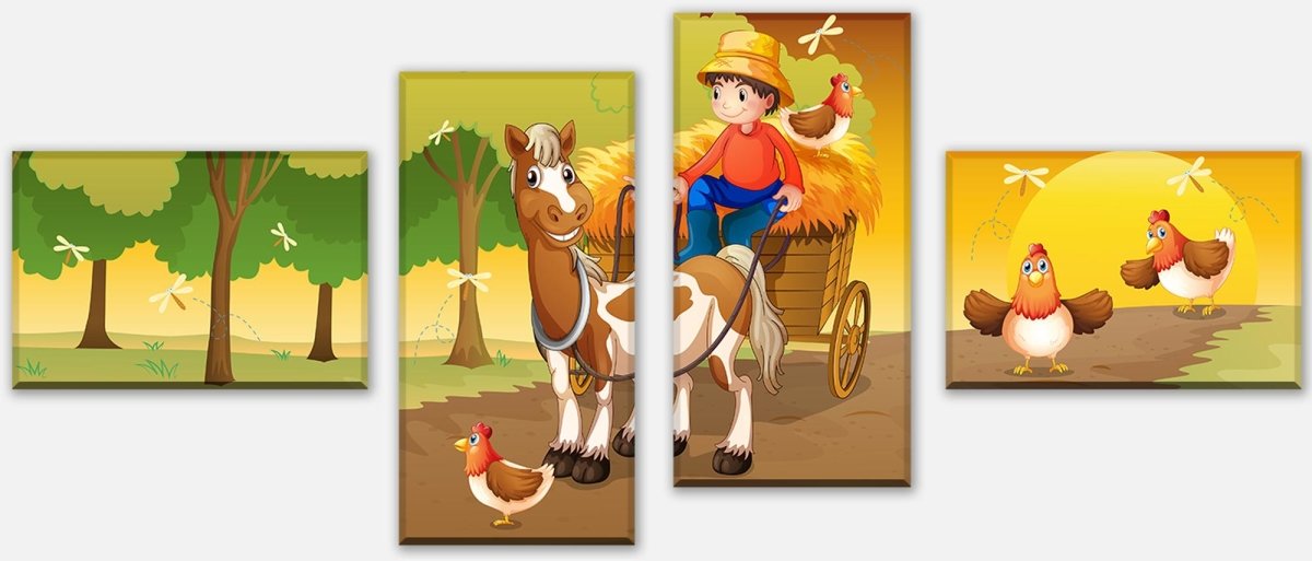 Leinwandbild Mehrteiler Farmer mit Pferdekutsche M0499 Leinwandbild Mehrteiler Farmer mit Pferdekutsche M0499
