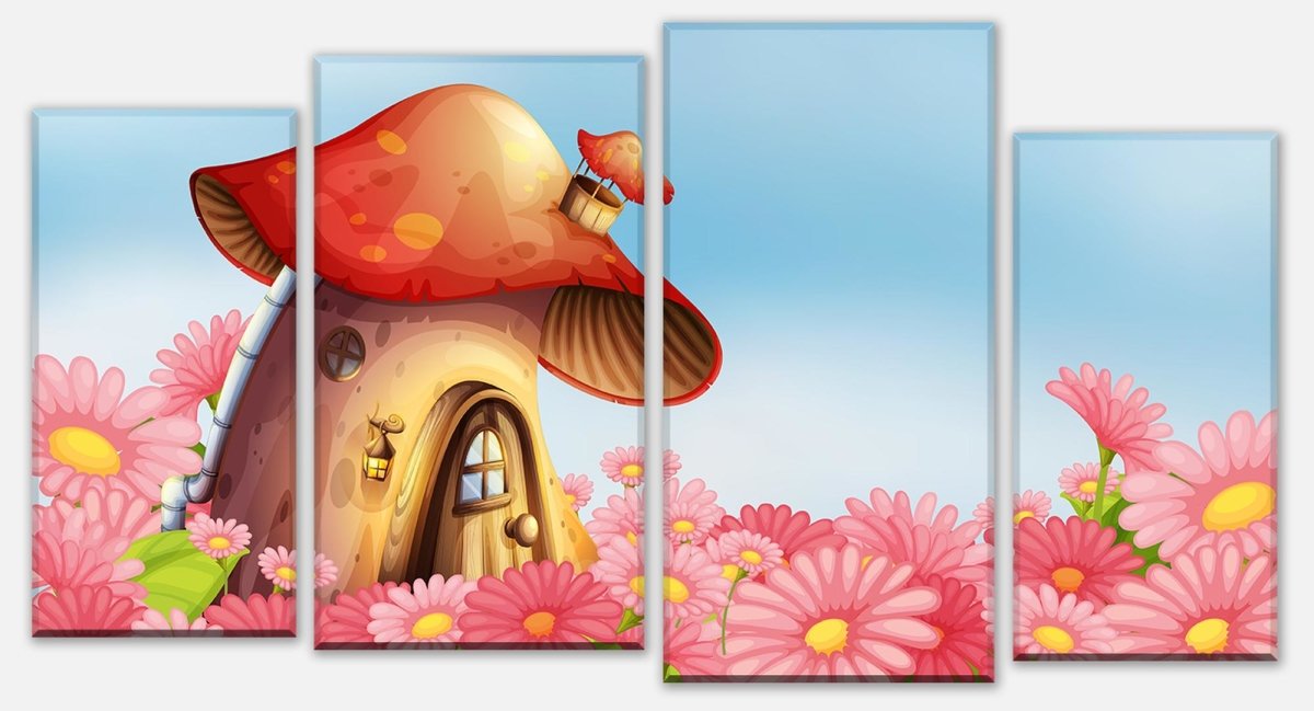 Leinwandbild Mehrteiler Pilz auf der Blumenwiese M0502 Leinwandbild Mehrteiler Pilz auf der Blumenwiese M0502