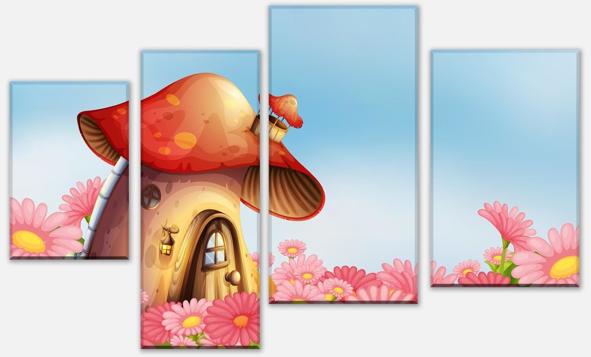 Leinwandbild Mehrteiler Pilz auf der Blumenwiese M0502 Leinwandbild Mehrteiler Pilz auf der Blumenwiese M0502