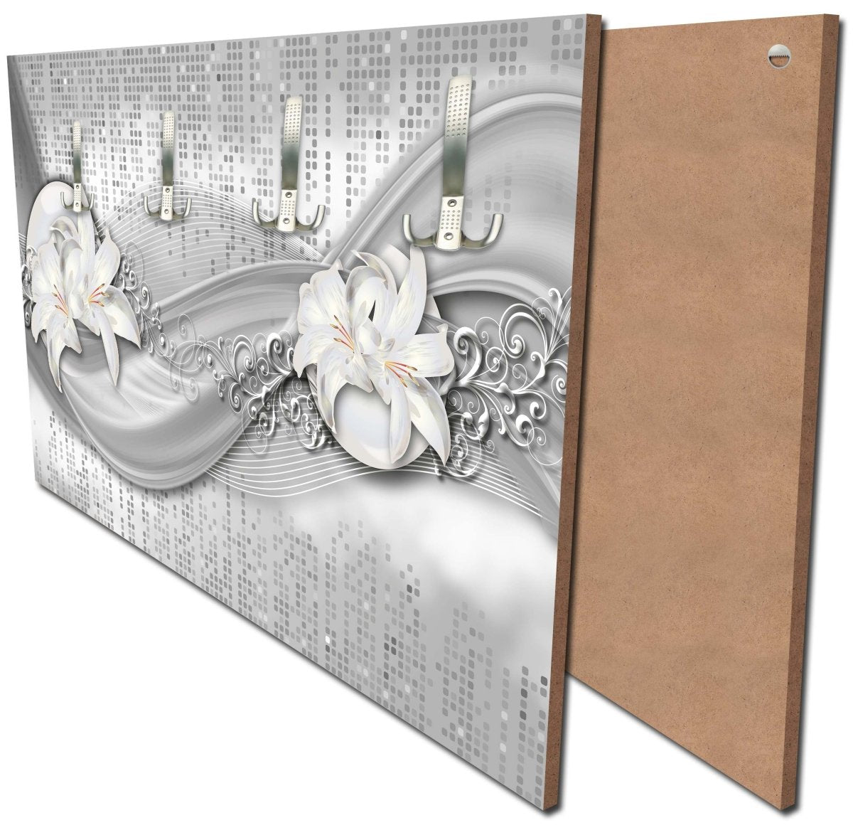 Garderobe abstrakte Lilien grau silber M0524 Garderobe abstrakte Lilien grau silber M0524