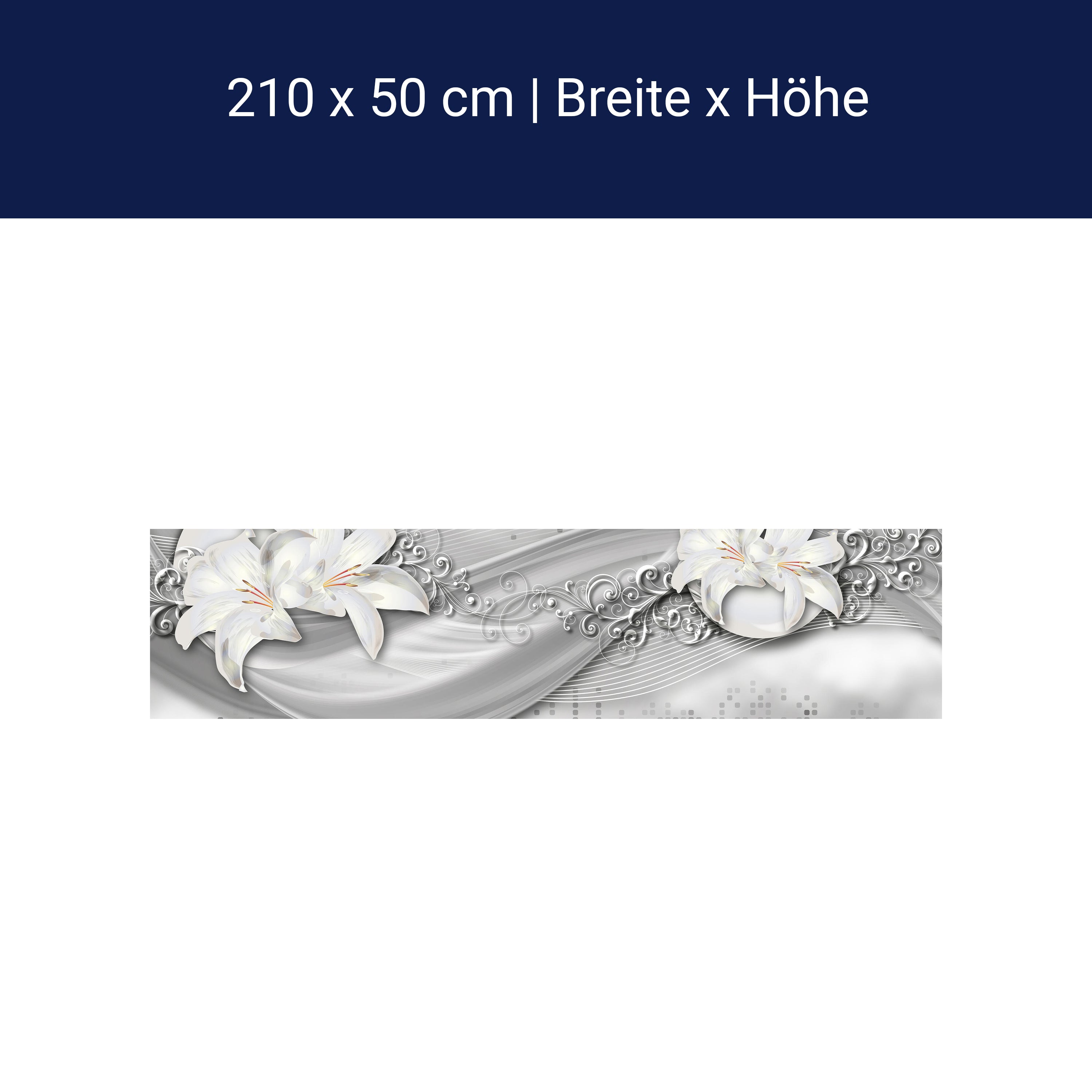 Küchenrückwand abstrakte Lilien grau silber M0524 Küchenrückwand abstrakte Lilien grau silber M0524