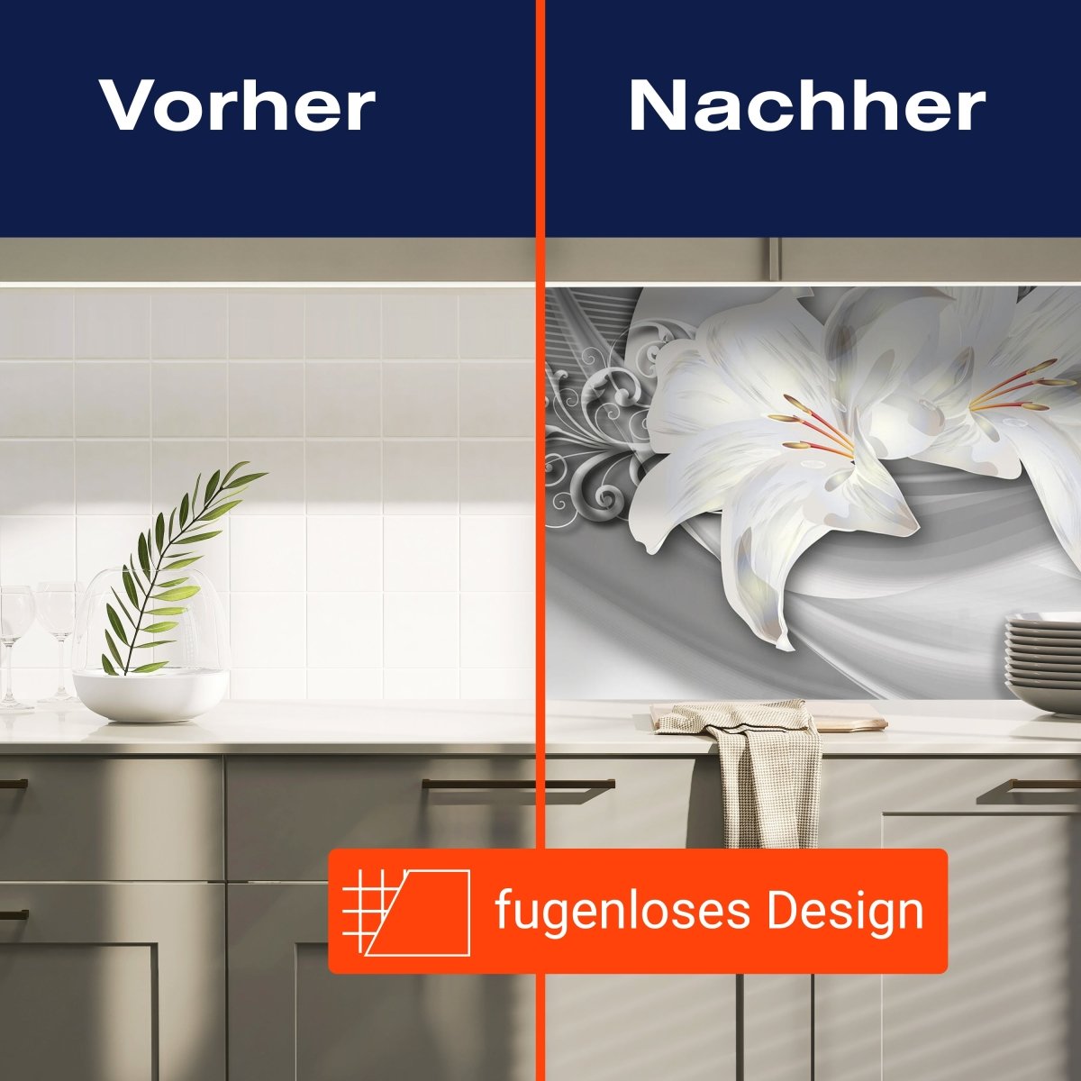 Küchenrückwand abstrakte Lilien grau silber M0524 entdecken - Bild 9 Küchenrückwand abstrakte Lilien grau silber M0524 entdecken - Bild 9