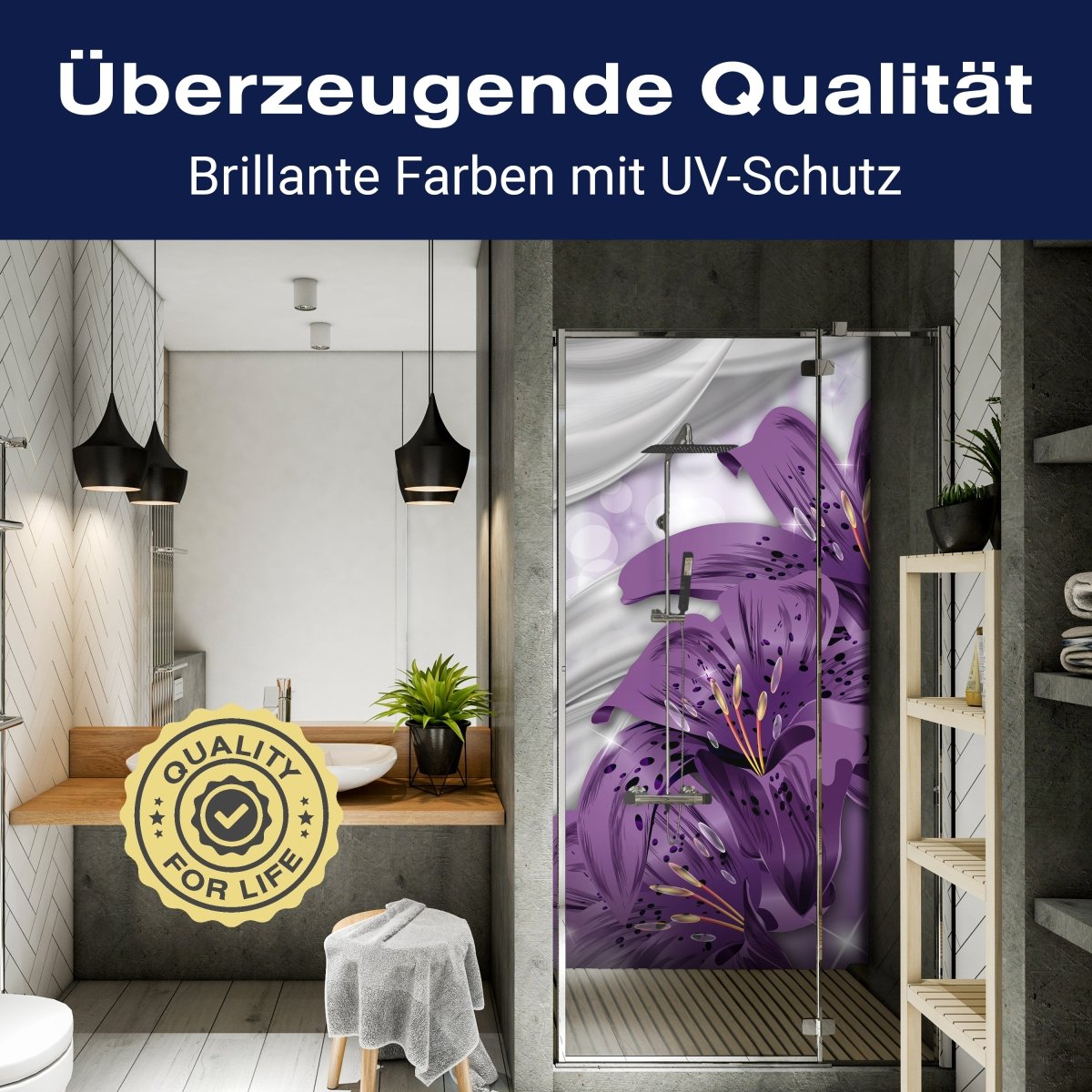Duschwand Lilie Lila abstrakt M0526 entdecken - Bild 2 Duschwand Lilie Lila abstrakt M0526 entdecken - Bild 2