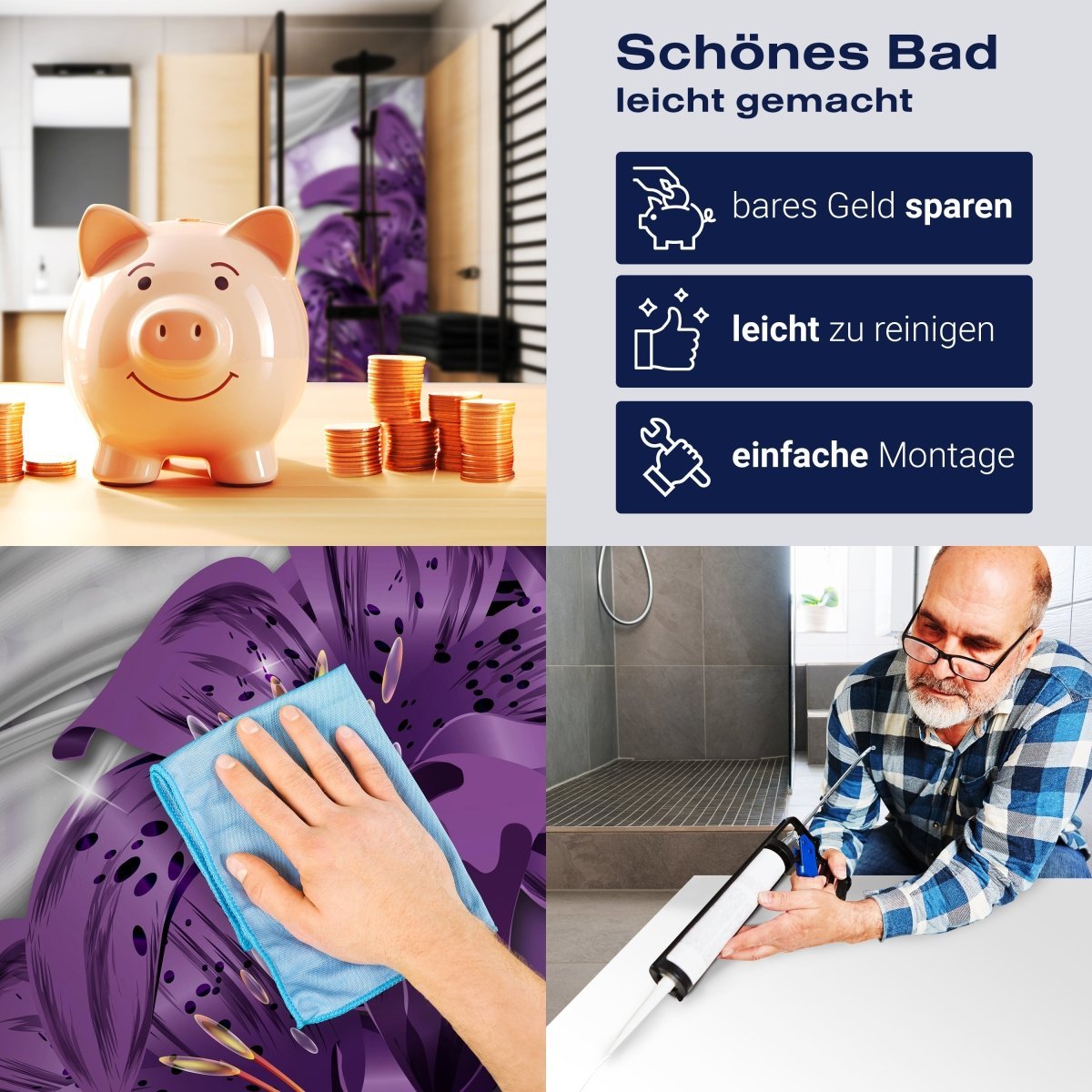 Duschwand Lilie Lila abstrakt M0526 entdecken - Bild 7 Duschwand Lilie Lila abstrakt M0526 entdecken - Bild 7