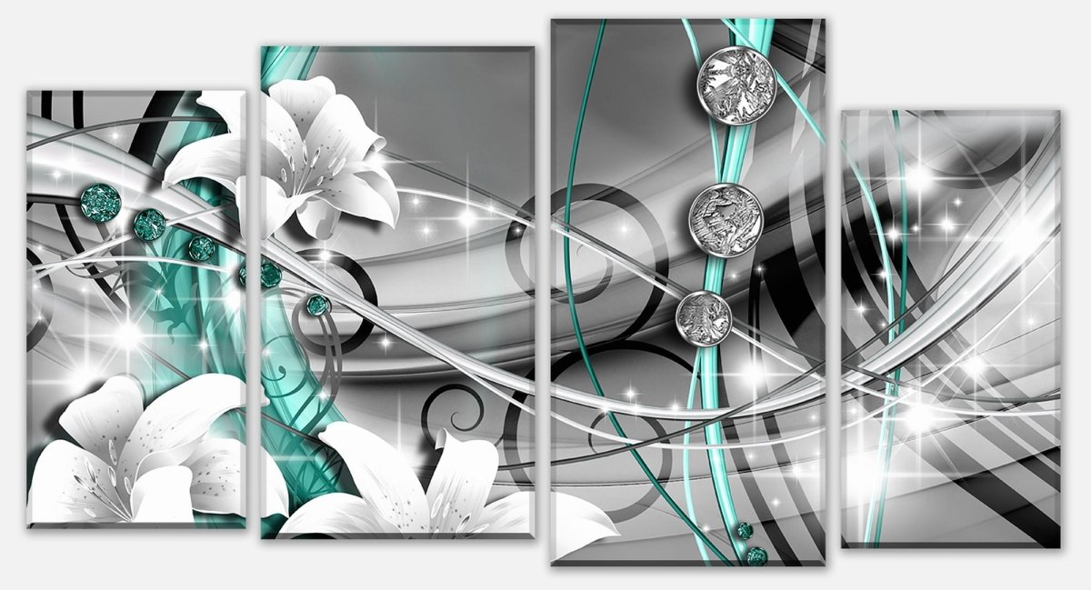 Leinwandbild Mehrteiler Diamant Lilie grün M0532 Leinwandbild Mehrteiler Diamant Lilie grün M0532
