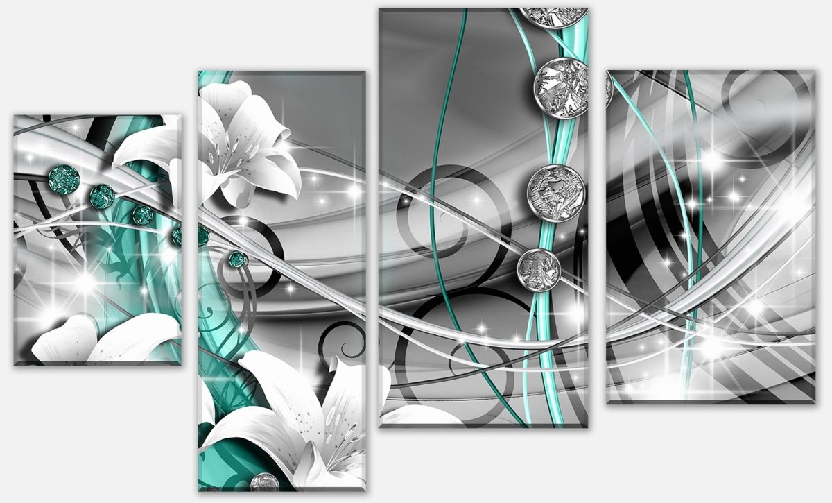 Leinwandbild Mehrteiler Diamant Lilie grün M0532 Leinwandbild Mehrteiler Diamant Lilie grün M0532