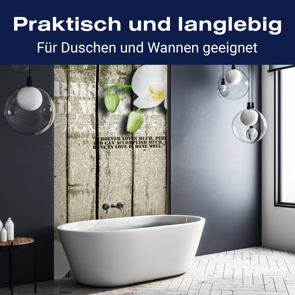 Duschwand Holz Zaun weiße Orchidee M0539 entdecken - Bild 3 Duschwand Holz Zaun weiße Orchidee M0539 entdecken - Bild 3