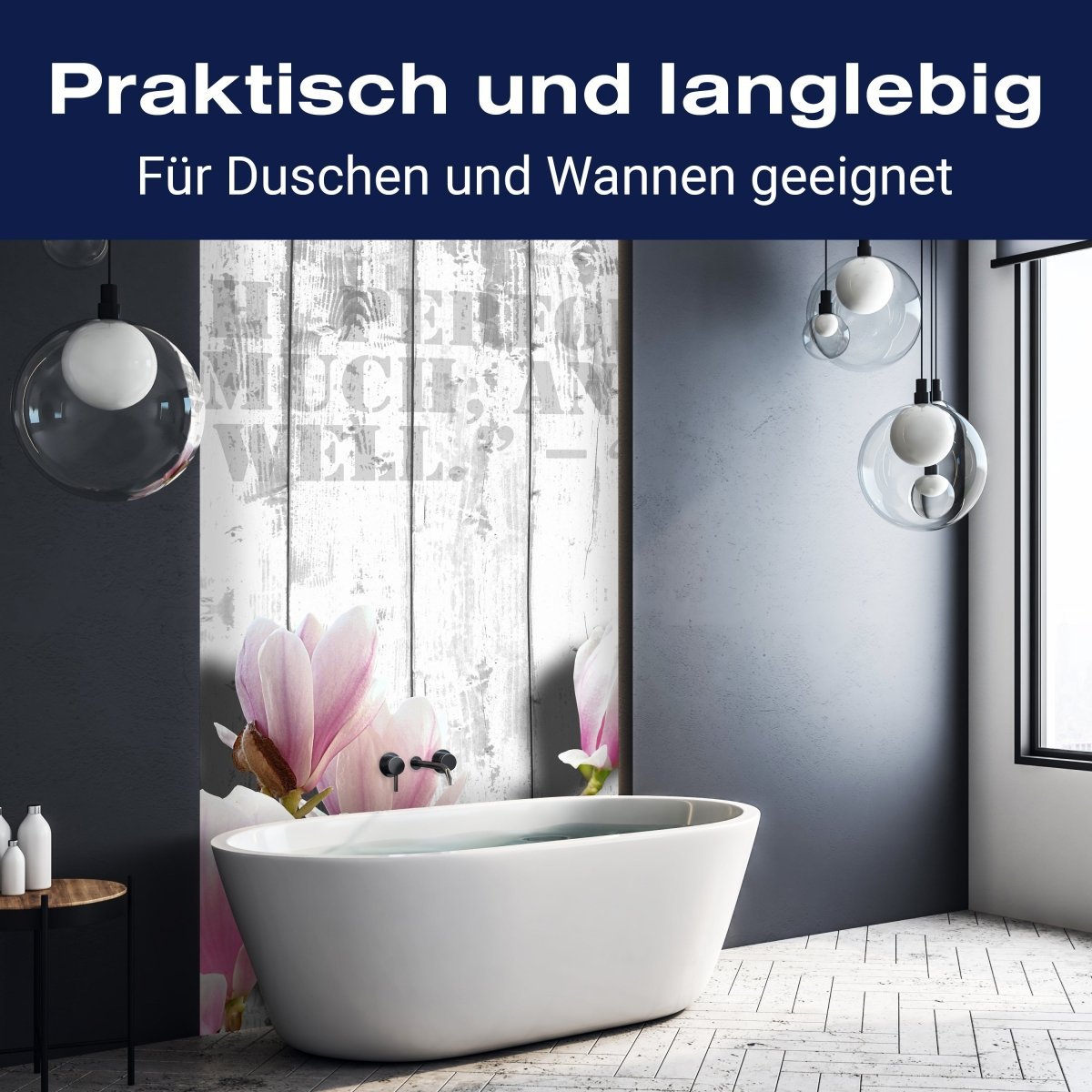 Duschwand Holz rosa Blüten M0540 entdecken - Bild 3 Duschwand Holz rosa Blüten M0540 entdecken - Bild 3