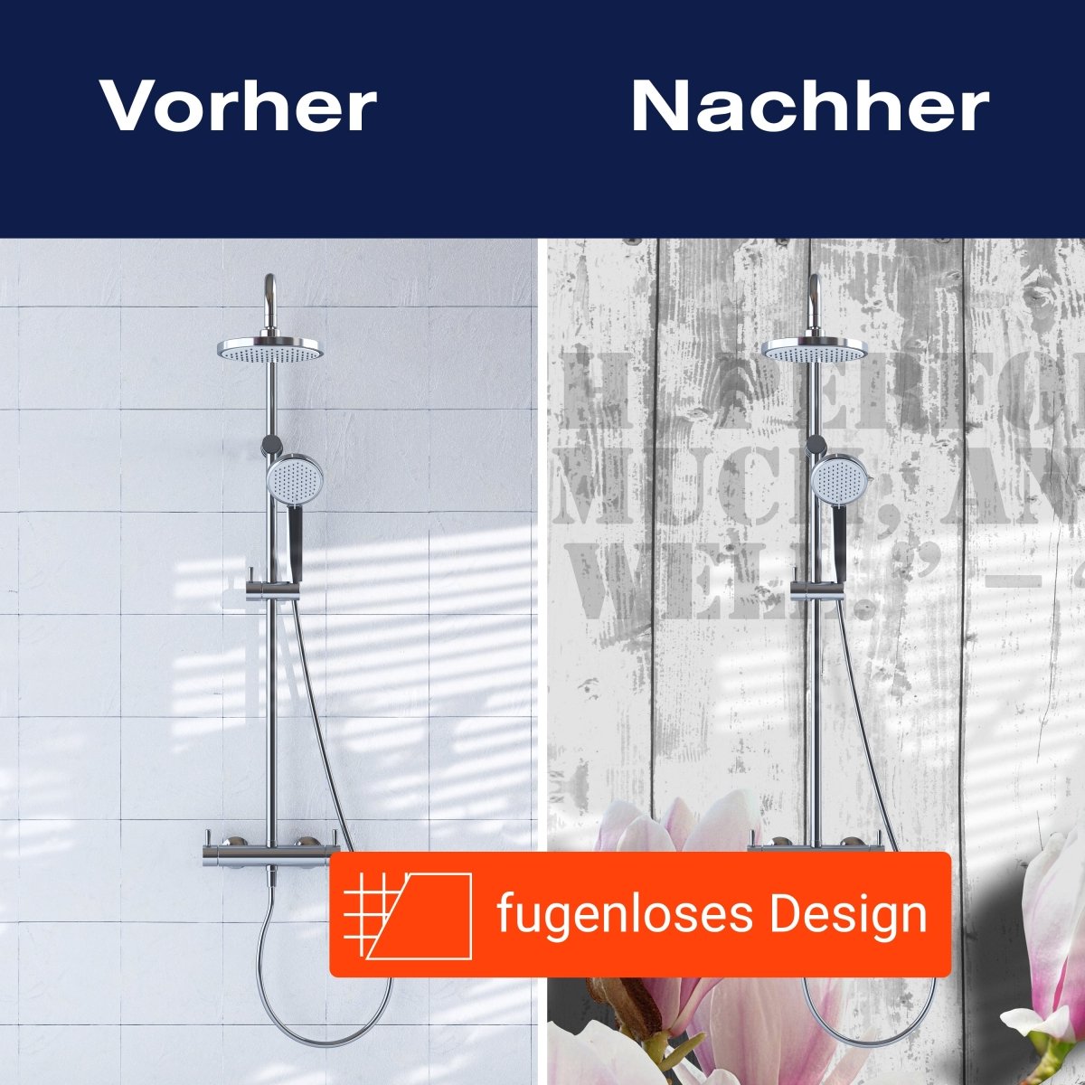 Duschwand Holz rosa Blüten M0540 entdecken - Bild 9 Duschwand Holz rosa Blüten M0540 entdecken - Bild 9