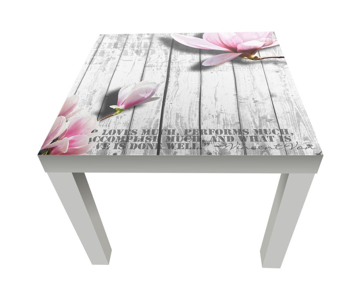 Beistelltisch Holz rosa Blüten M0540 entdecken - Bild 1 Beistelltisch Holz rosa Blüten M0540 entdecken - Bild 1