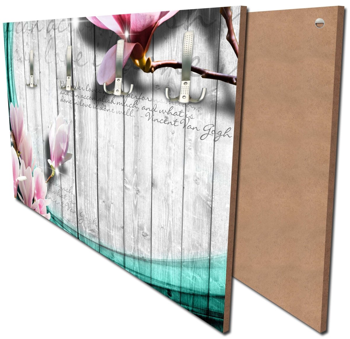 Garderobe Holz Blüten türkis M0541 Garderobe Holz Blüten türkis M0541