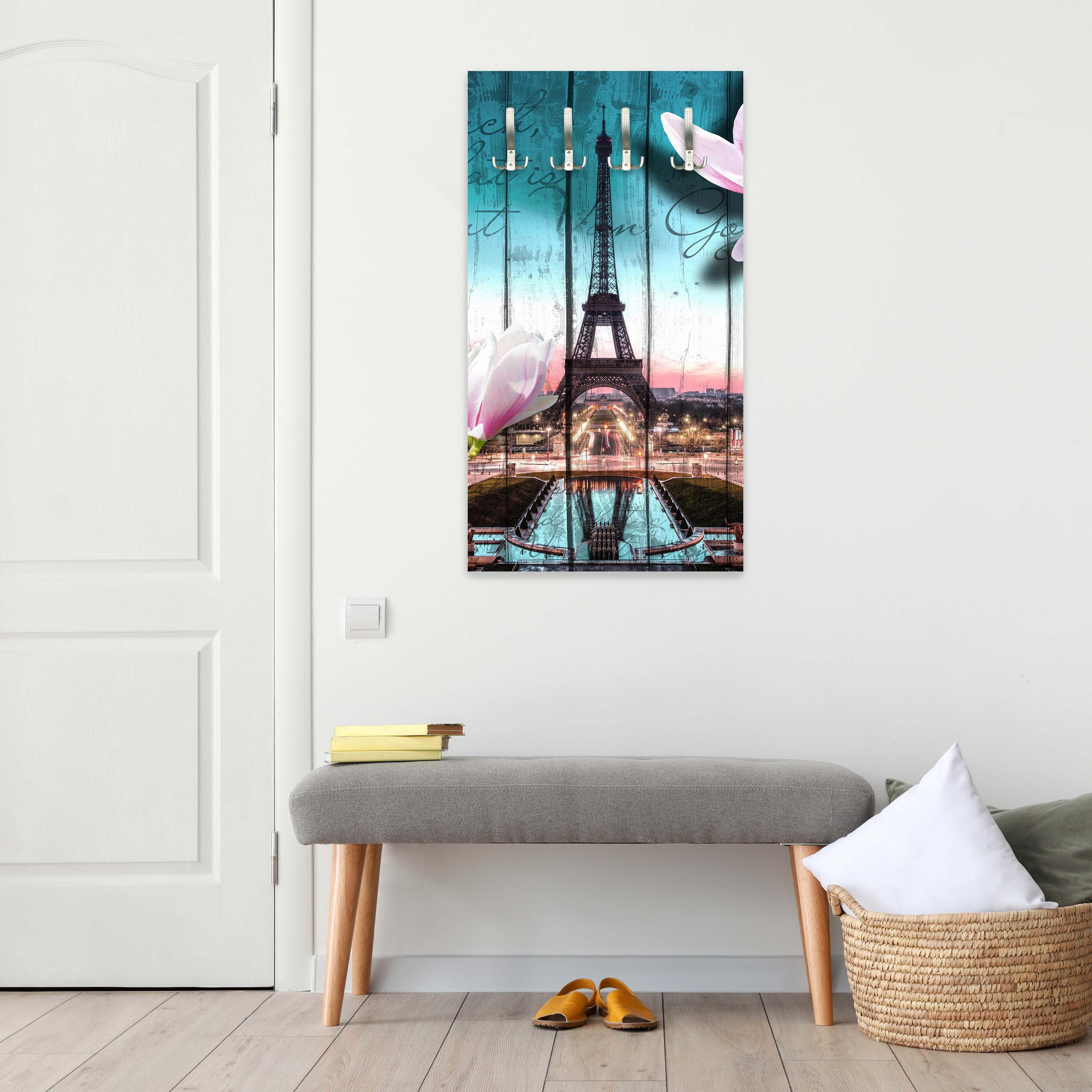 Garderobe Holz Blüten Paris Eiffelturm M0543 entdecken - Bild 2 Garderobe Holz Blüten Paris Eiffelturm M0543 entdecken - Bild 2