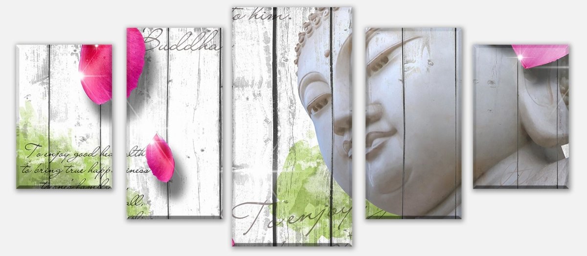 Leinwandbild Mehrteiler Holz Blüten Buddha M0544 entdecken - Bild 1 Leinwandbild Mehrteiler Holz Blüten Buddha M0544 entdecken - Bild 1