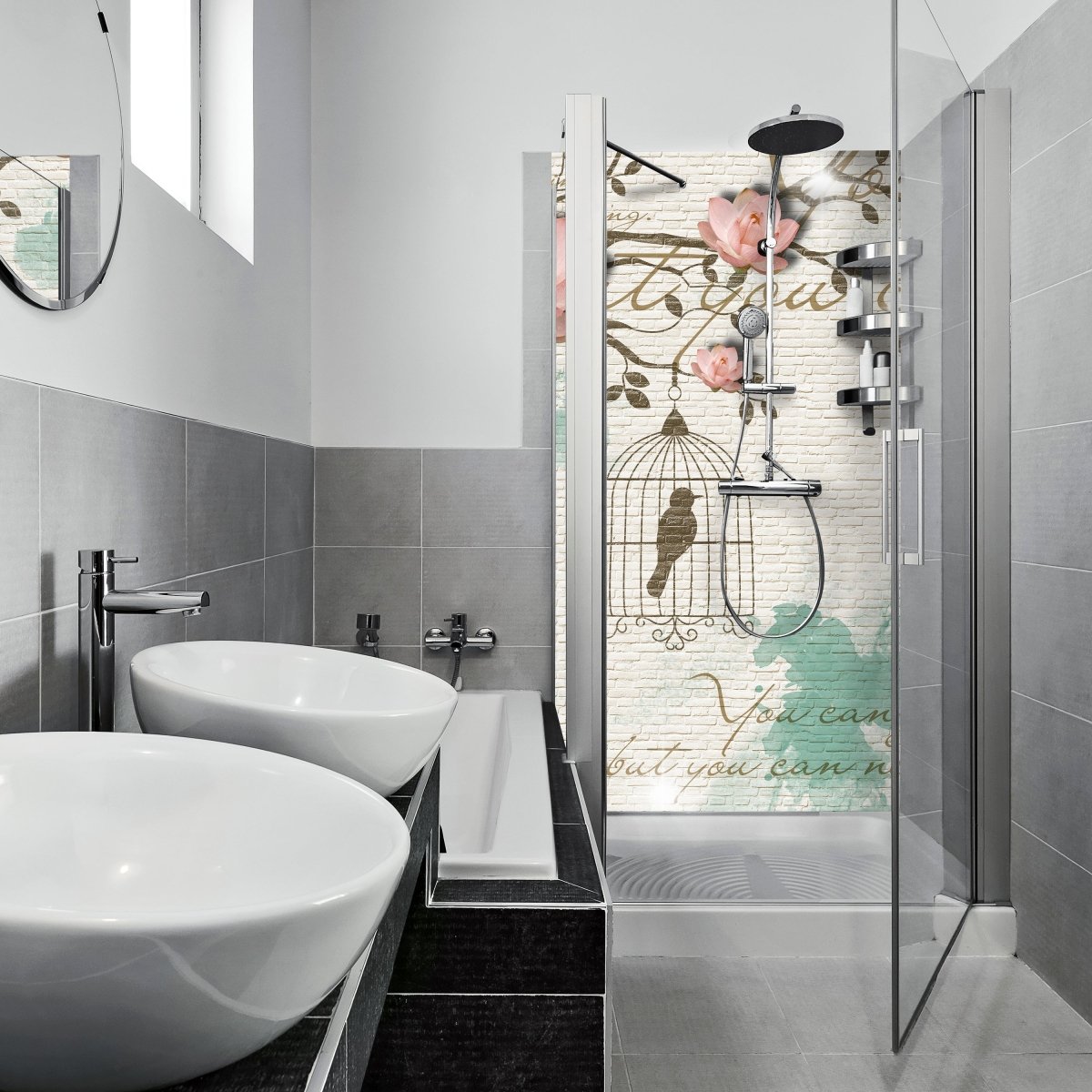 Duschwand Klinker hell Vintage Vogel M0550 entdecken - Bild 1 Duschwand Klinker hell Vintage Vogel M0550 entdecken - Bild 1