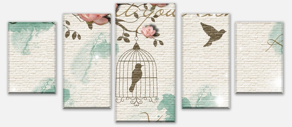 Leinwandbild Mehrteiler Klinker hell Vintage Vogel M0550 entdecken - Bild 1 Leinwandbild Mehrteiler Klinker hell Vintage Vogel M0550 entdecken - Bild 1