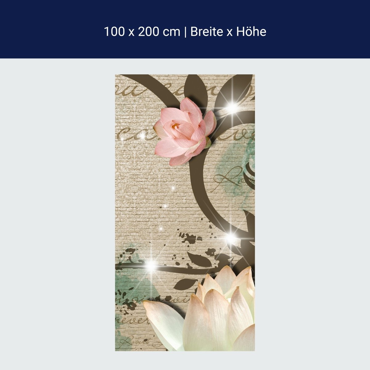 Duschwand Klinker hell Vintage Blüten M0551 Duschwand Klinker hell Vintage Blüten M0551