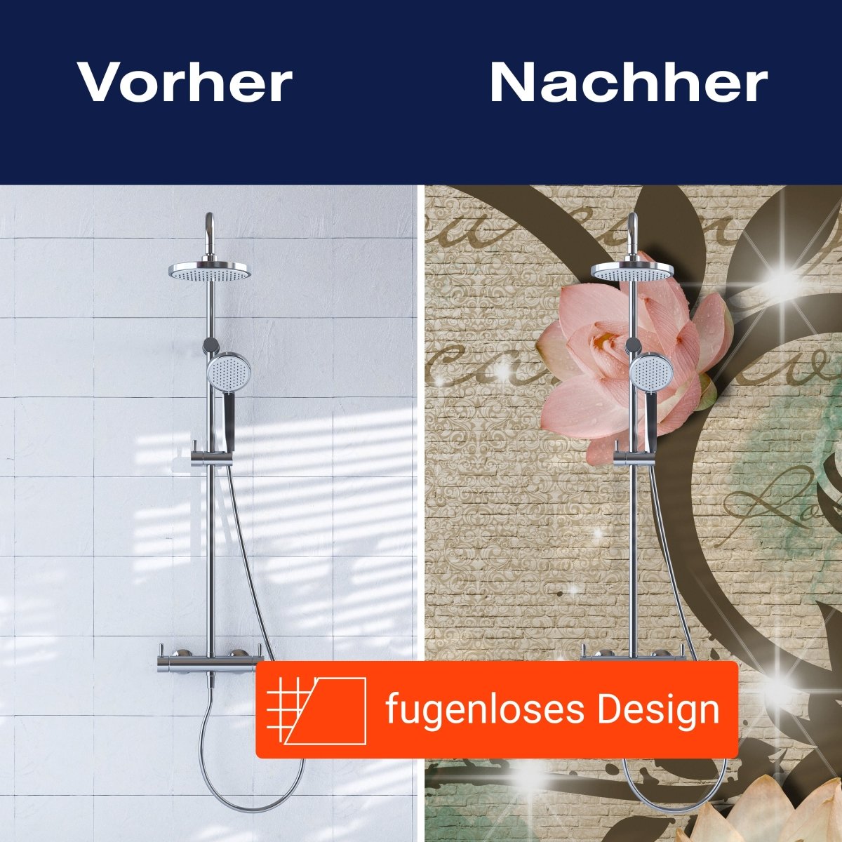 Duschwand Klinker hell Vintage Blüten M0551 entdecken - Bild 9 Duschwand Klinker hell Vintage Blüten M0551 entdecken - Bild 9